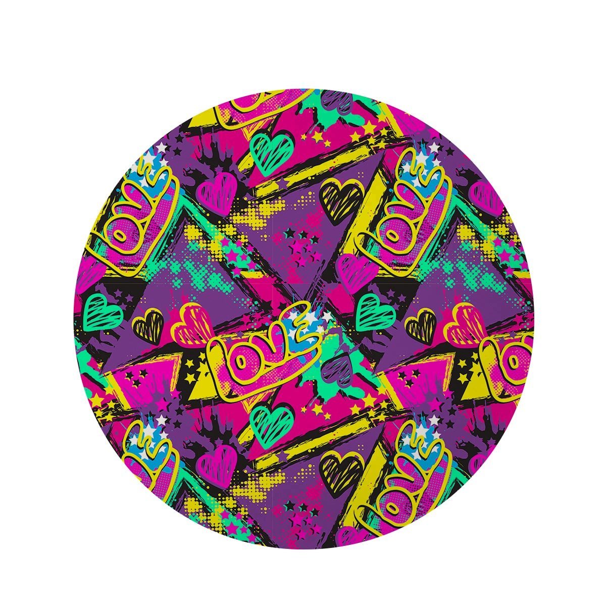 Graffiti Airbrush Love Print Round Rug-grizzshop