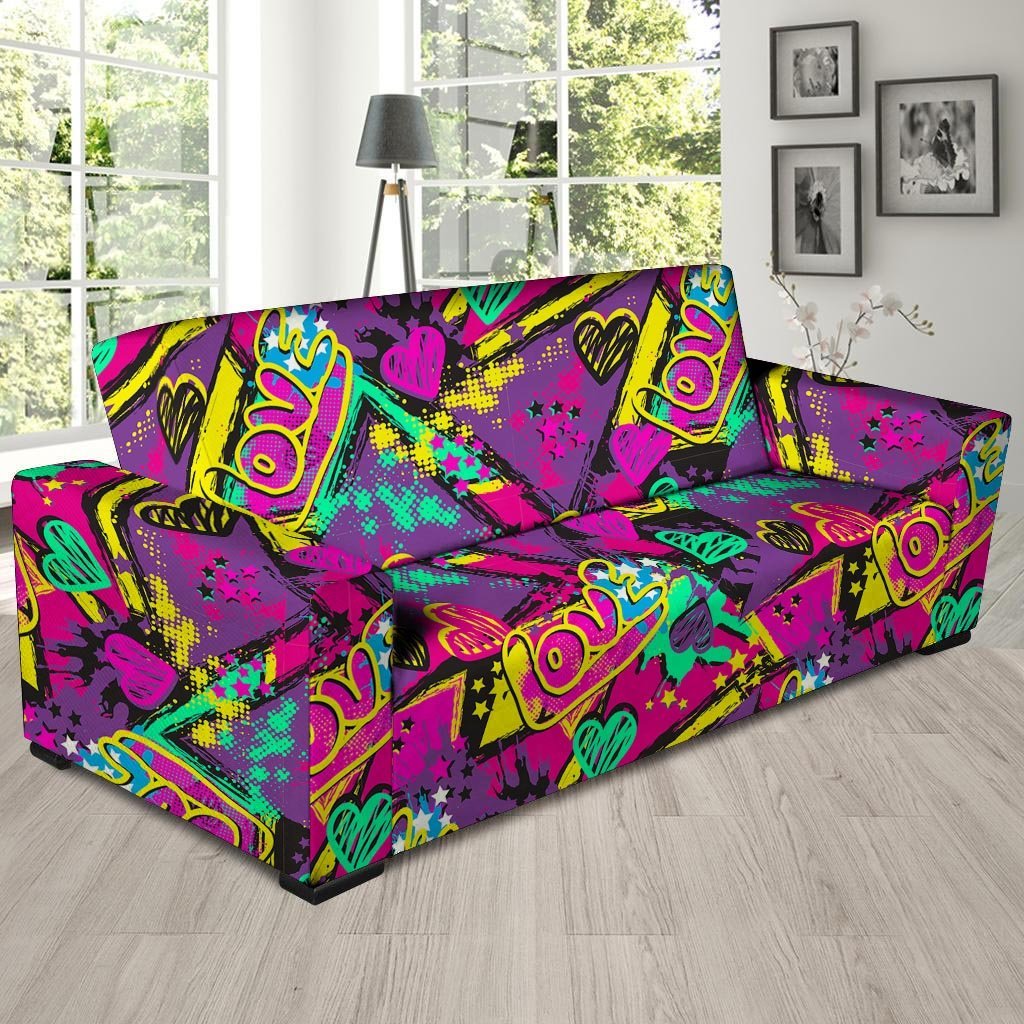 Graffiti Airbrush Love Print Sofa Cover-grizzshop