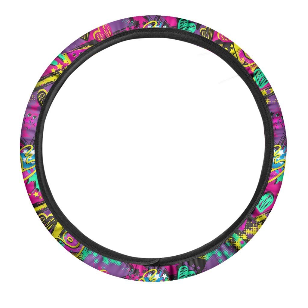 Graffiti Airbrush Love Print Steering Wheel Cover-grizzshop