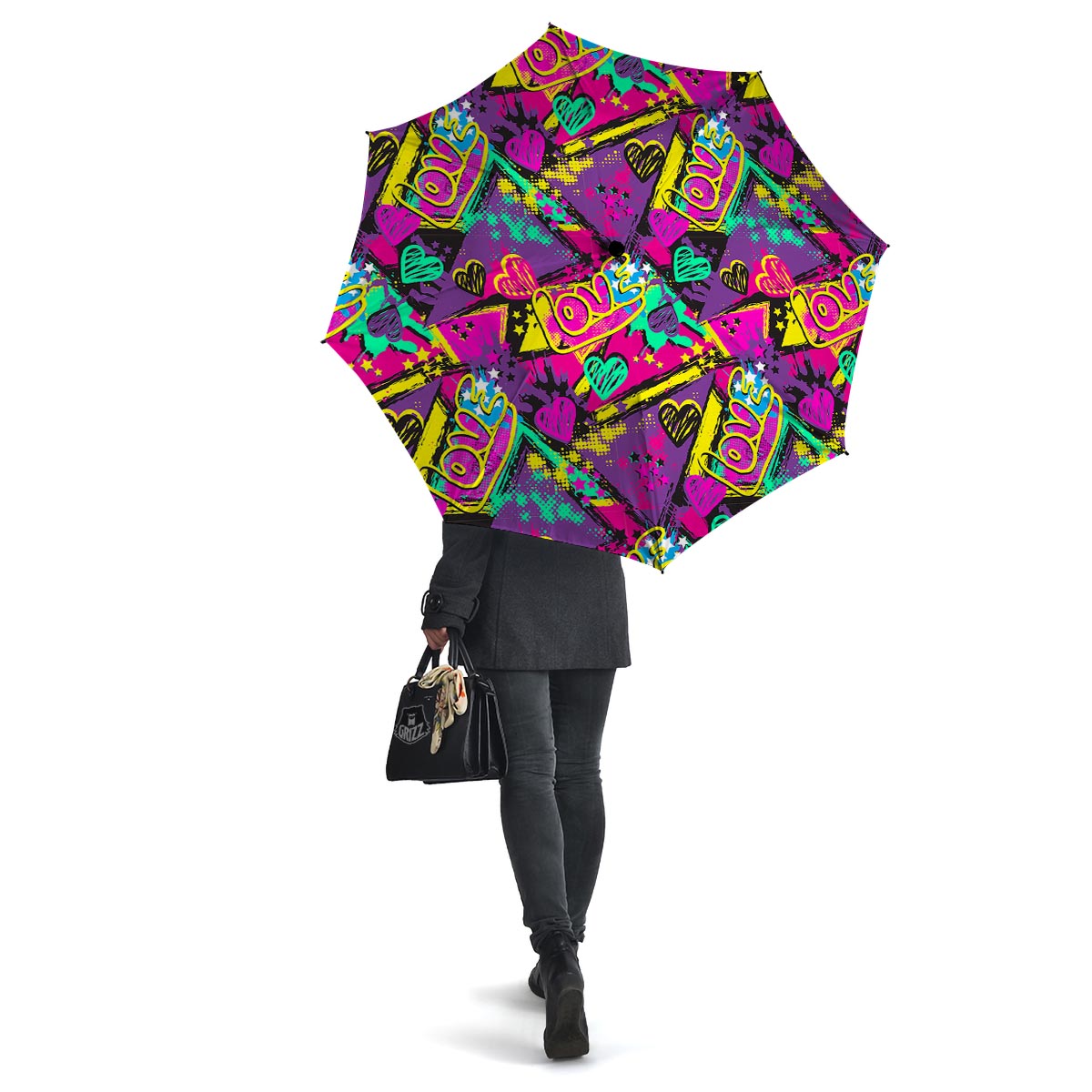 Graffiti Airbrush Love Print Umbrella-grizzshop