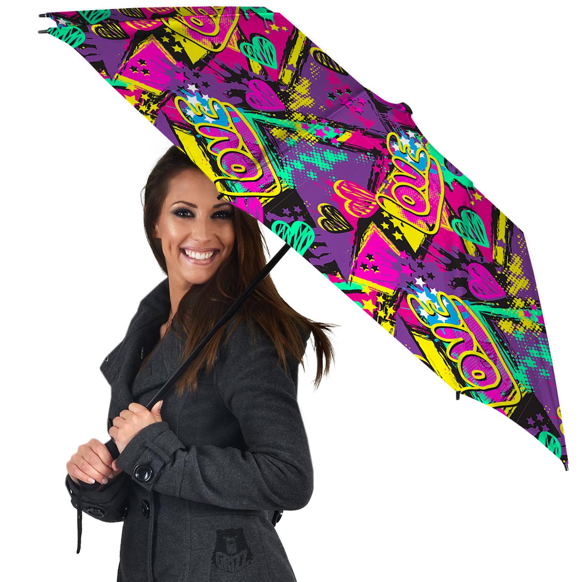 Graffiti Airbrush Love Print Umbrella-grizzshop