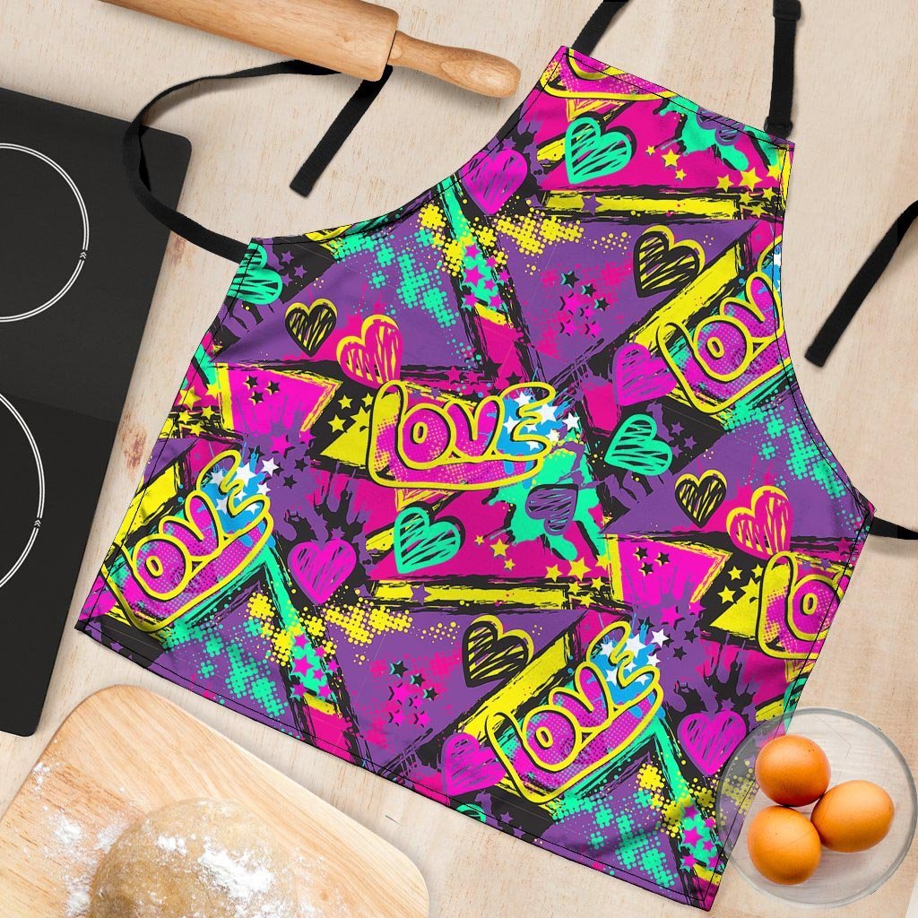 Graffiti Airbrush Love Print Women's Apron-grizzshop