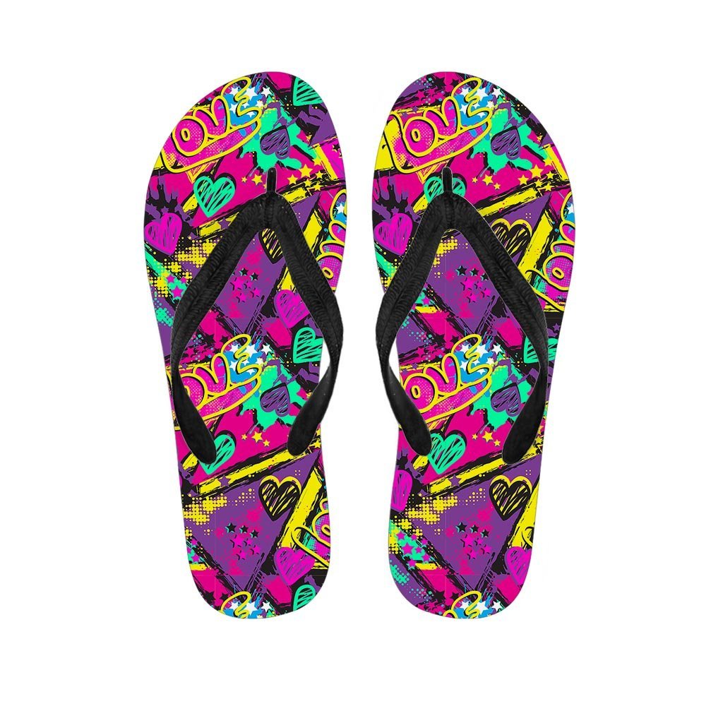 Graffiti Airbrush Love Print Women's Flip Flops-grizzshop