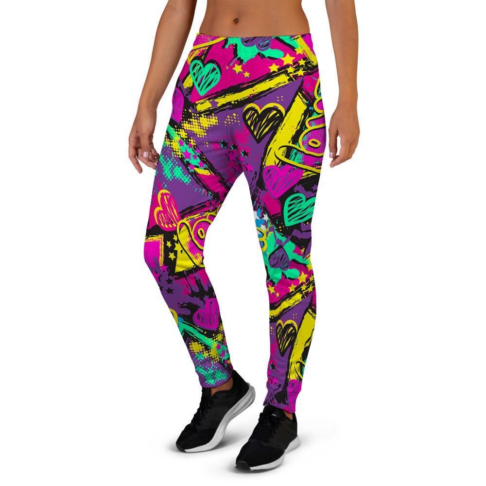 Graffiti Airbrush Love Print Women's Joggers-grizzshop