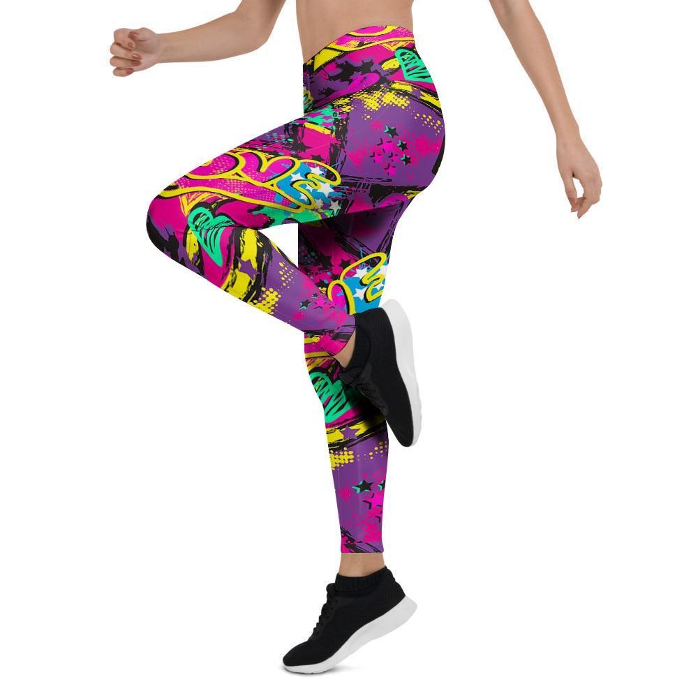 Graffiti Airbrush Love Print Women's Leggings-grizzshop