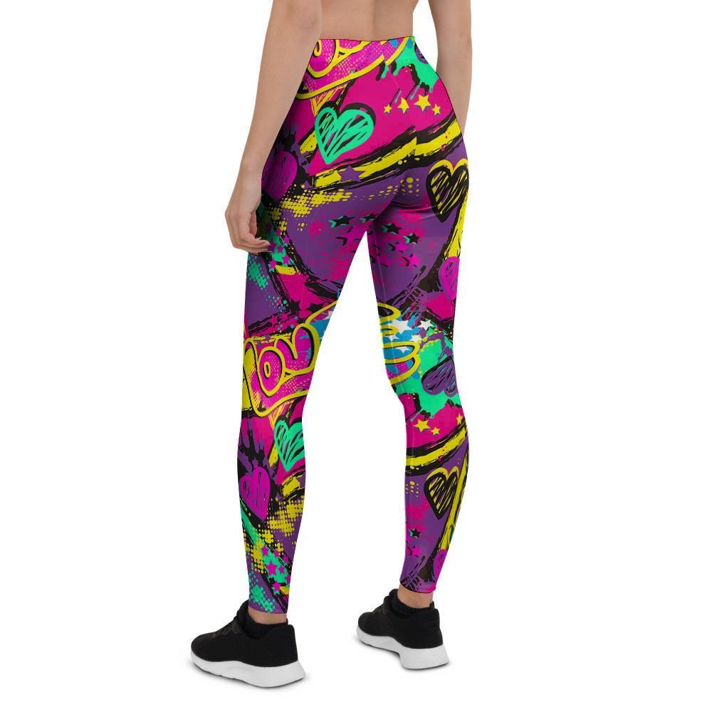 Graffiti Airbrush Love Print Women's Leggings-grizzshop