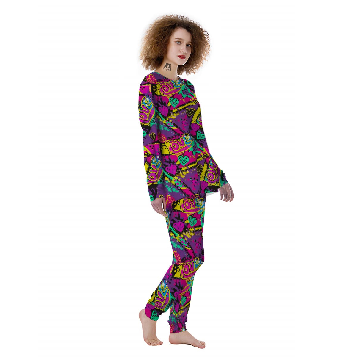 Graffiti Airbrush Love Print Women's Pajamas-grizzshop