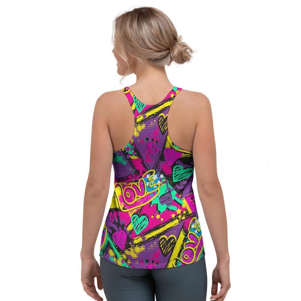 Graffiti Airbrush Love Print Women's Racerback Tank Top-grizzshop