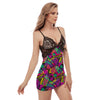 Graffiti Airbrush Love Print Women's Sexy Night Dress-grizzshop