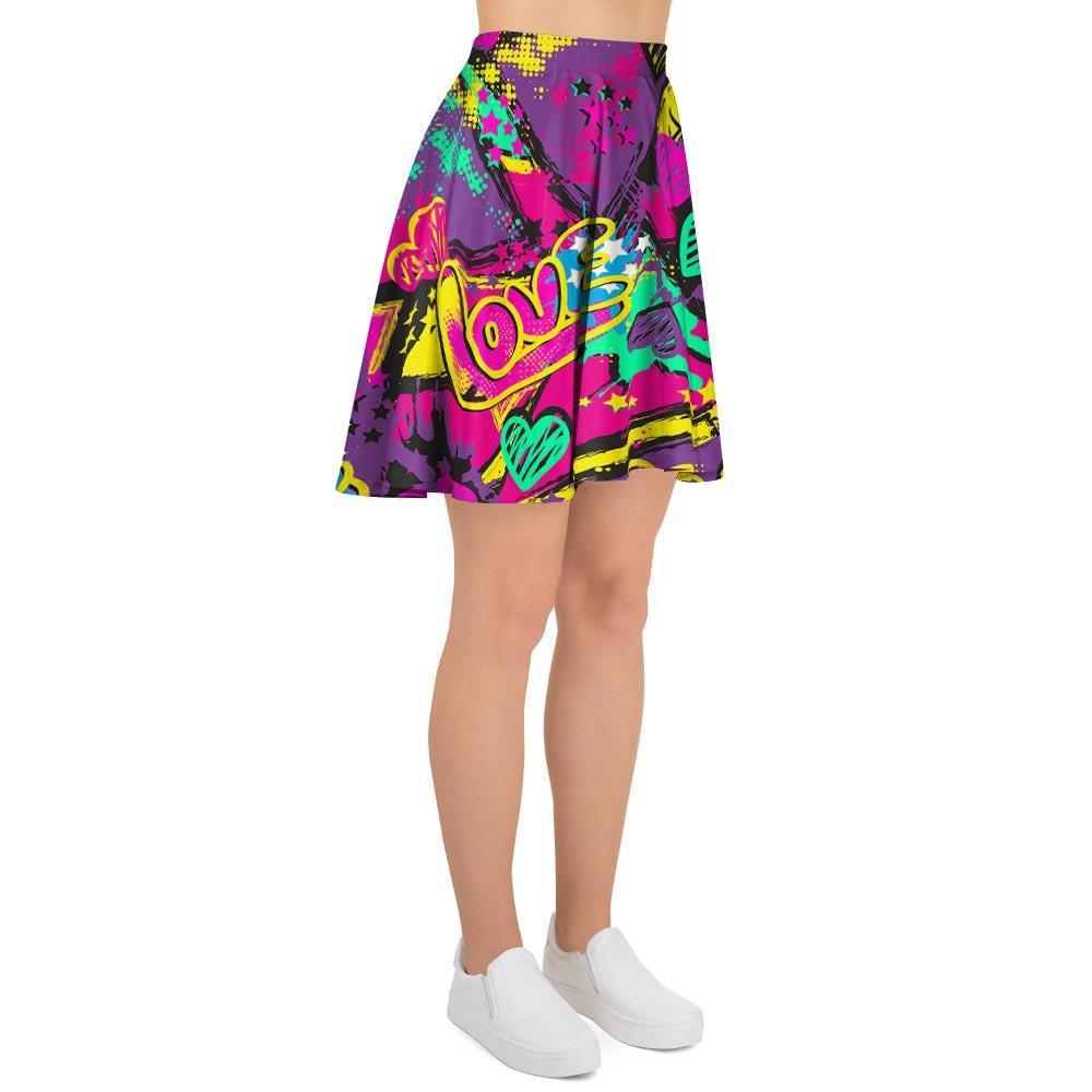 Graffiti Airbrush Love Print Women's Skirt-grizzshop