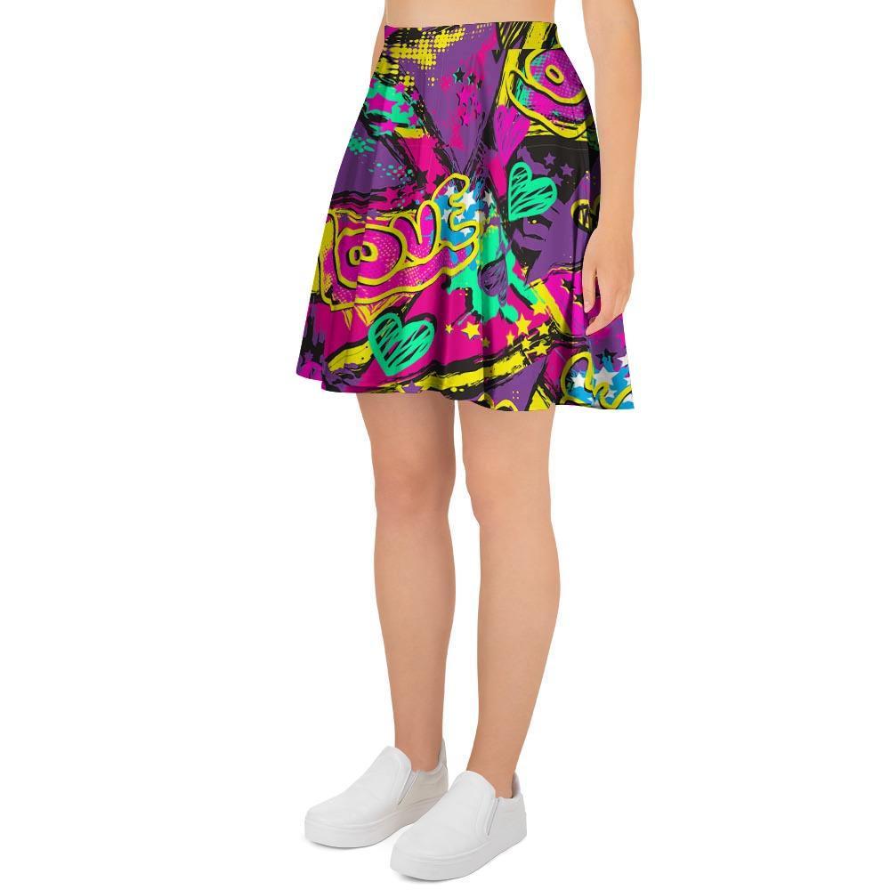 Graffiti Airbrush Love Print Women's Skirt-grizzshop