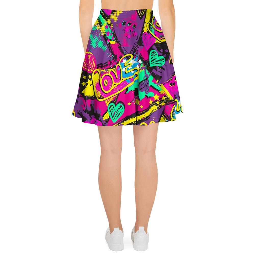 Graffiti Airbrush Love Print Women's Skirt-grizzshop