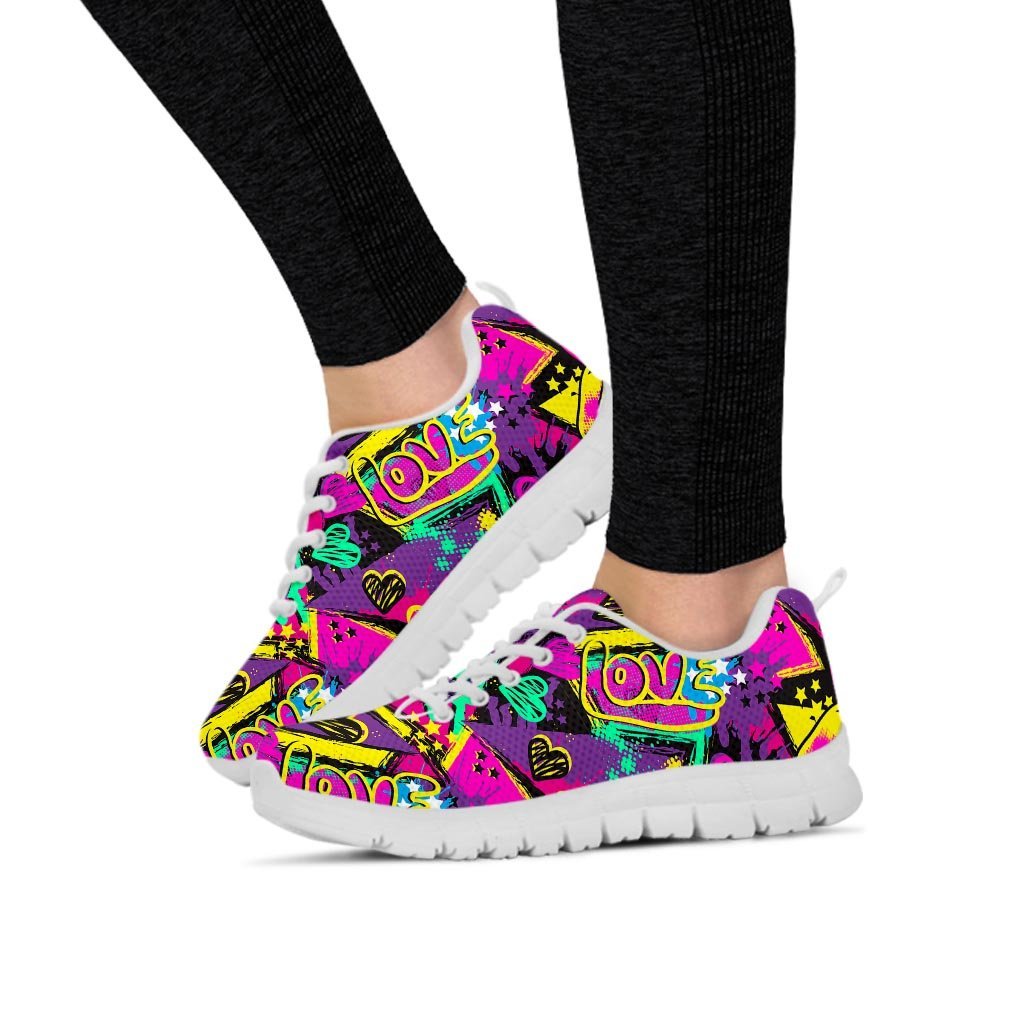 Graffiti Airbrush Love Print Women's Sneakers-grizzshop