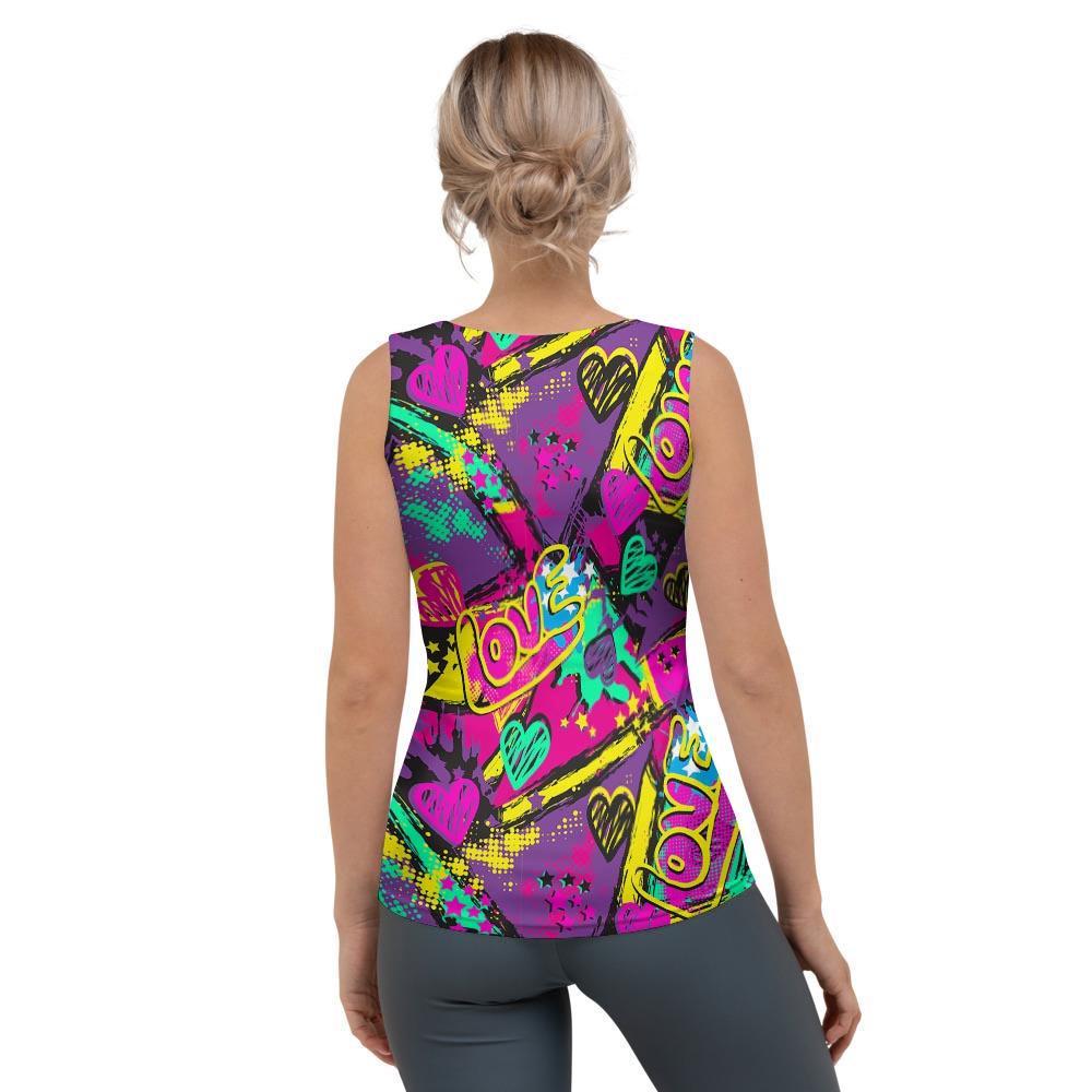 Graffiti Airbrush Love Print Women's Tank Top-grizzshop