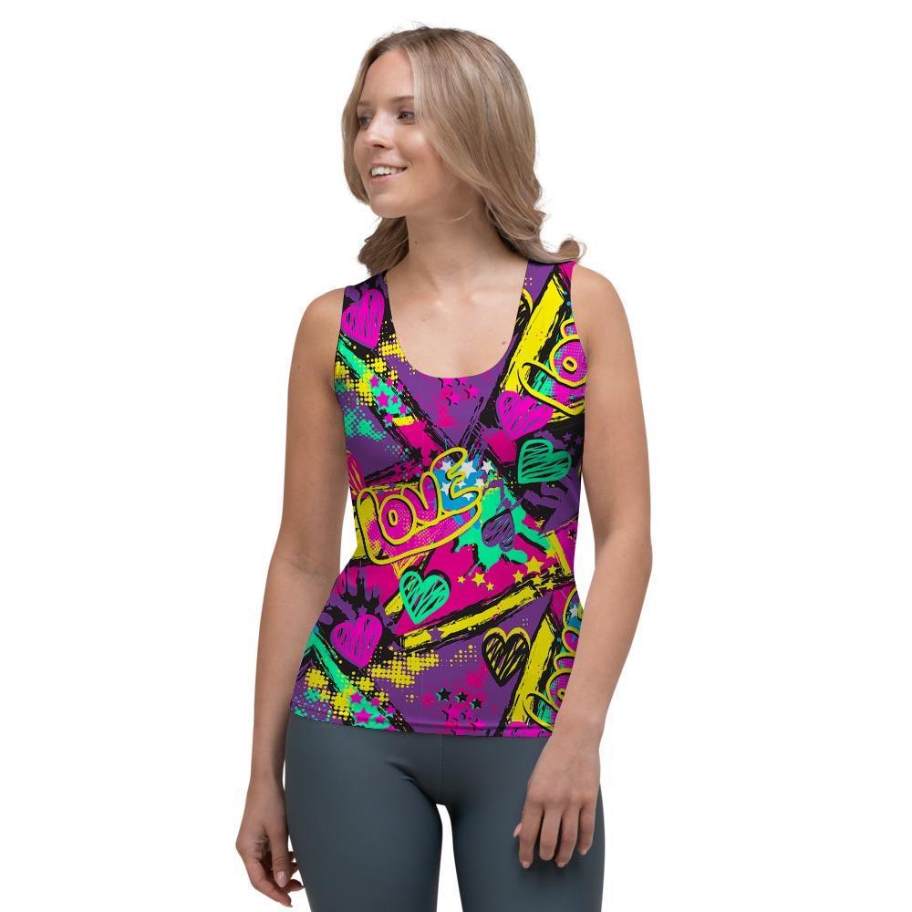 Graffiti Airbrush Love Print Women's Tank Top-grizzshop