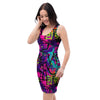 Graffiti Airbrush Print Bodycon Dress-grizzshop