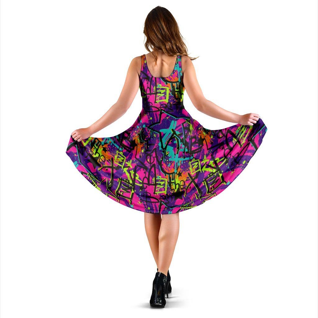 Graffiti Airbrush Print Dress-grizzshop