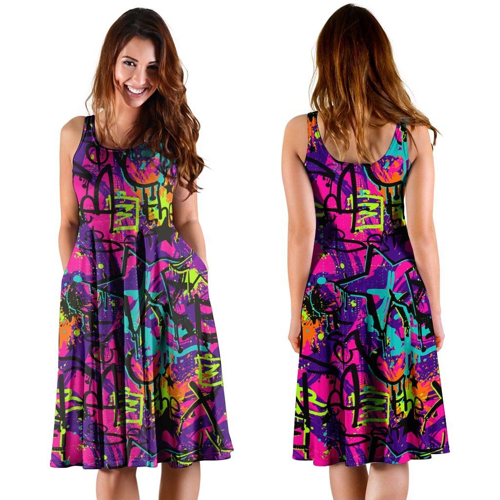 Graffiti Airbrush Print Dress-grizzshop