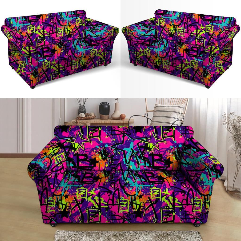 Graffiti Airbrush Print Loveseat Cover-grizzshop