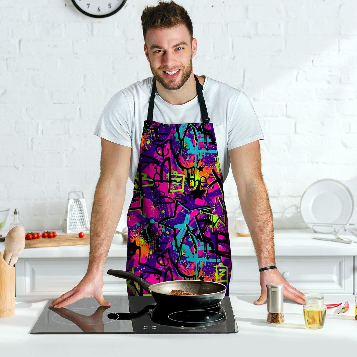 Graffiti Airbrush Print Men's Apron-grizzshop