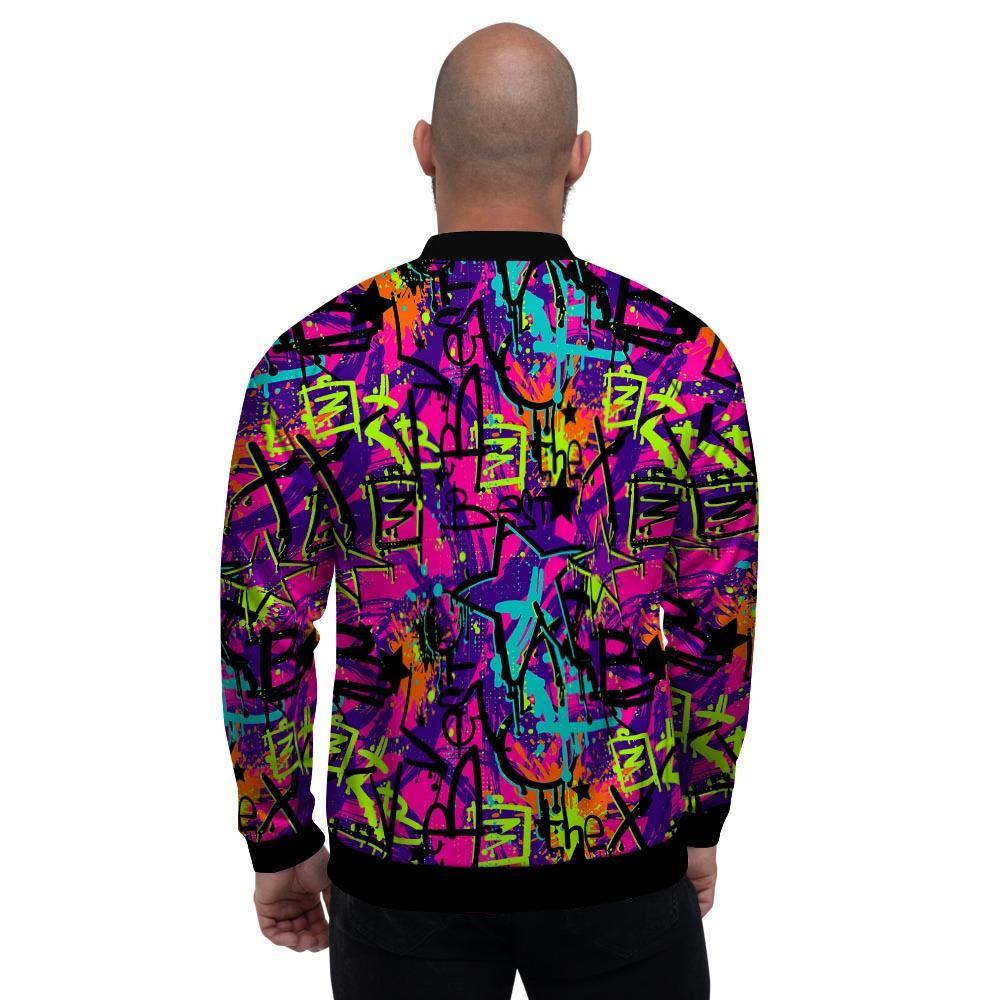 Graffiti Airbrush Print Men's Bomber Jacket-grizzshop