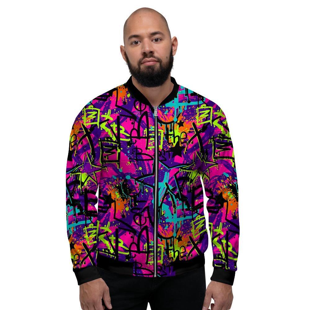 Graffiti Airbrush Print Men's Bomber Jacket-grizzshop