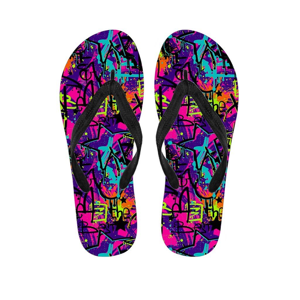 Graffiti Airbrush Print Men's Flip Flops-grizzshop