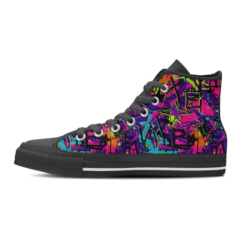 Graffiti Airbrush Print Men's High Top Shoes-grizzshop