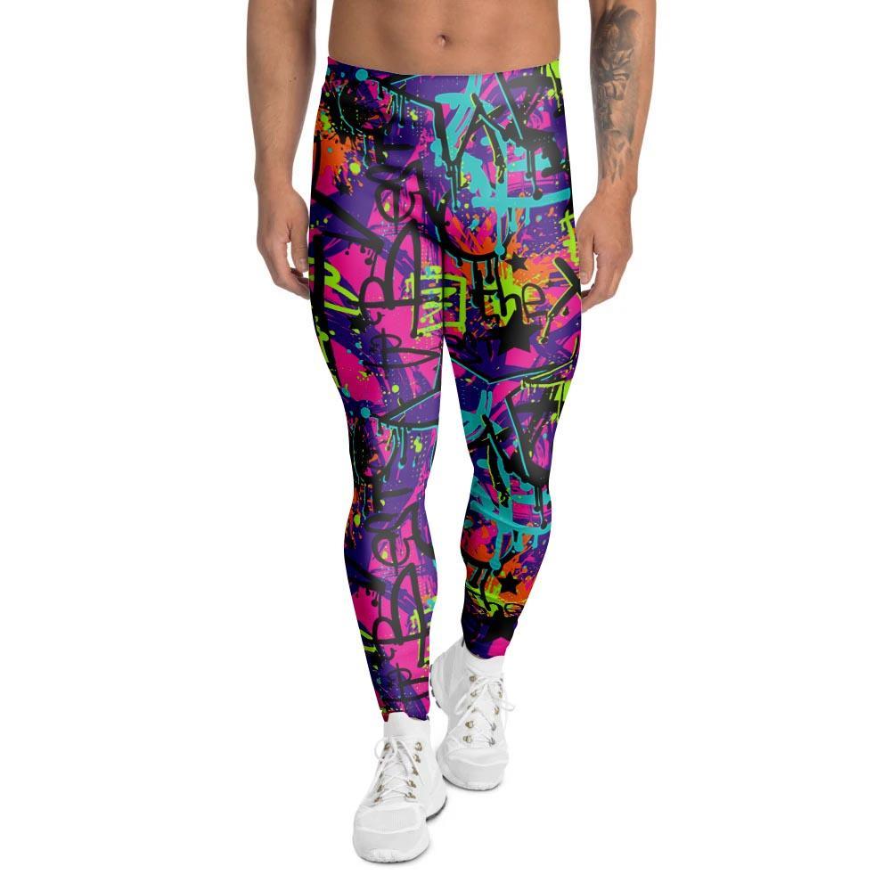 Graffiti Airbrush Print Men's Leggings-grizzshop