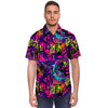 Graffiti Airbrush Print Men's Short Sleeve Shirt-grizzshop