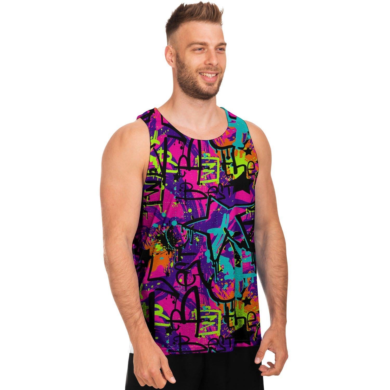 Graffiti Airbrush Print Men's Tank Tops-grizzshop