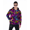 Graffiti Airbrush Print Men's Zip Up Hoodie-grizzshop