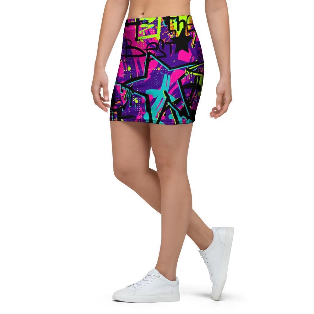 Graffiti Airbrush Print Mini Skirt-grizzshop