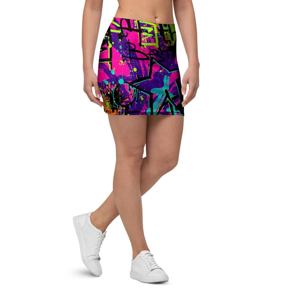 Graffiti Airbrush Print Mini Skirt-grizzshop