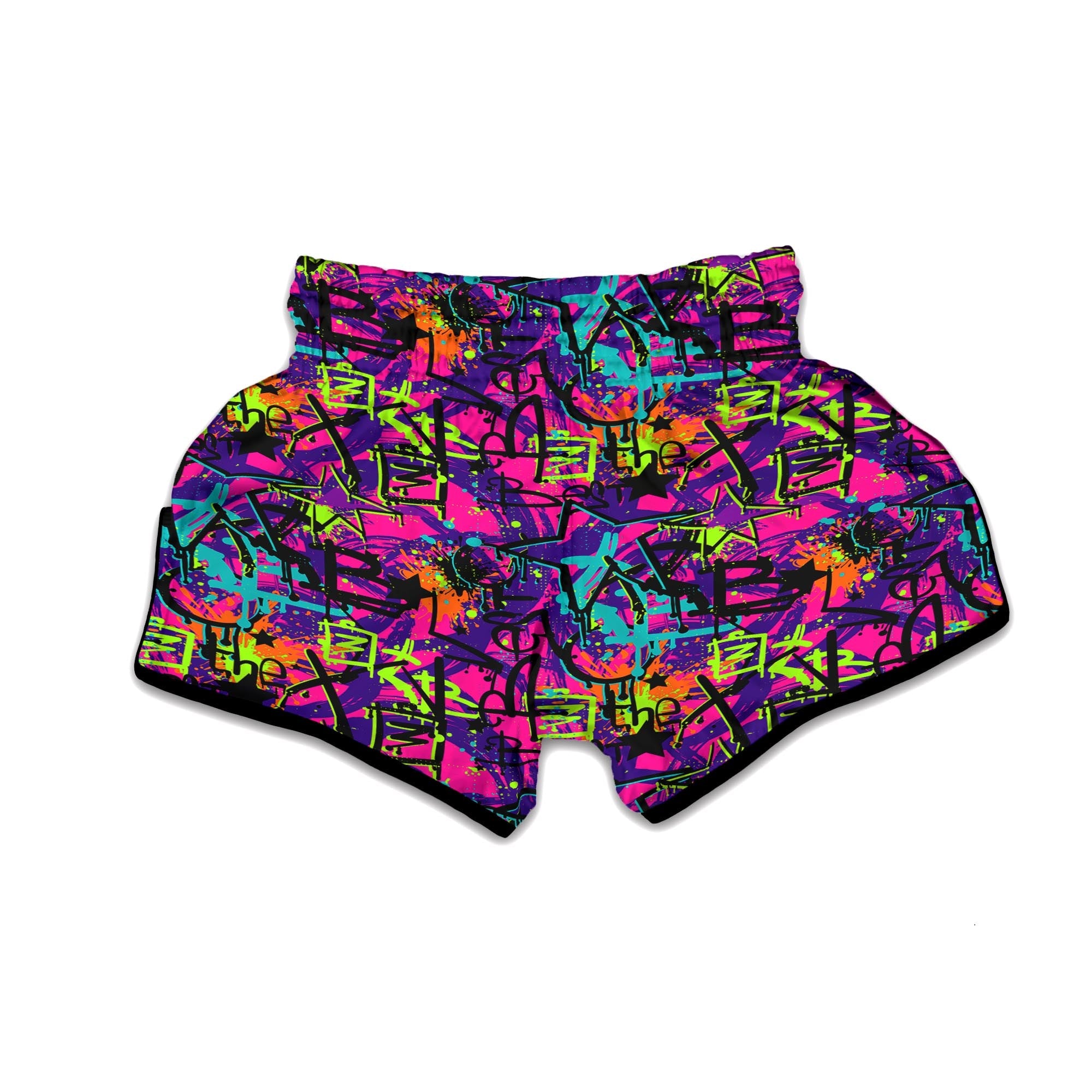 Graffiti Airbrush Print Muay Thai Boxing Shorts-grizzshop