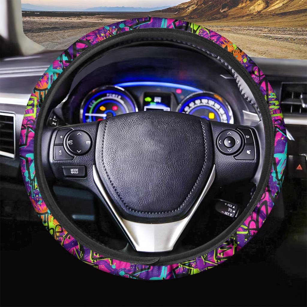 Graffiti Airbrush Print Steering Wheel Cover-grizzshop