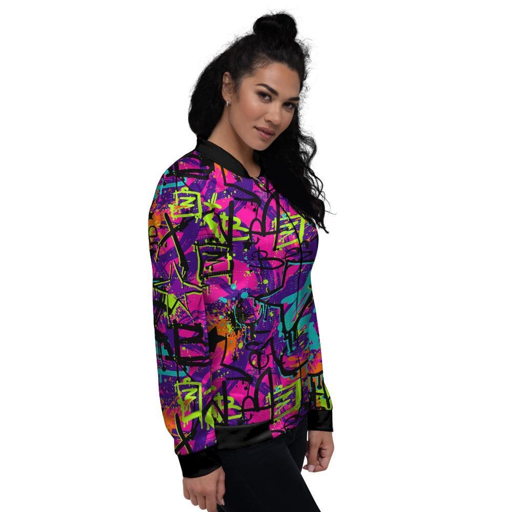 Graffiti Airbrush Print Women's Bomber Jacket-grizzshop