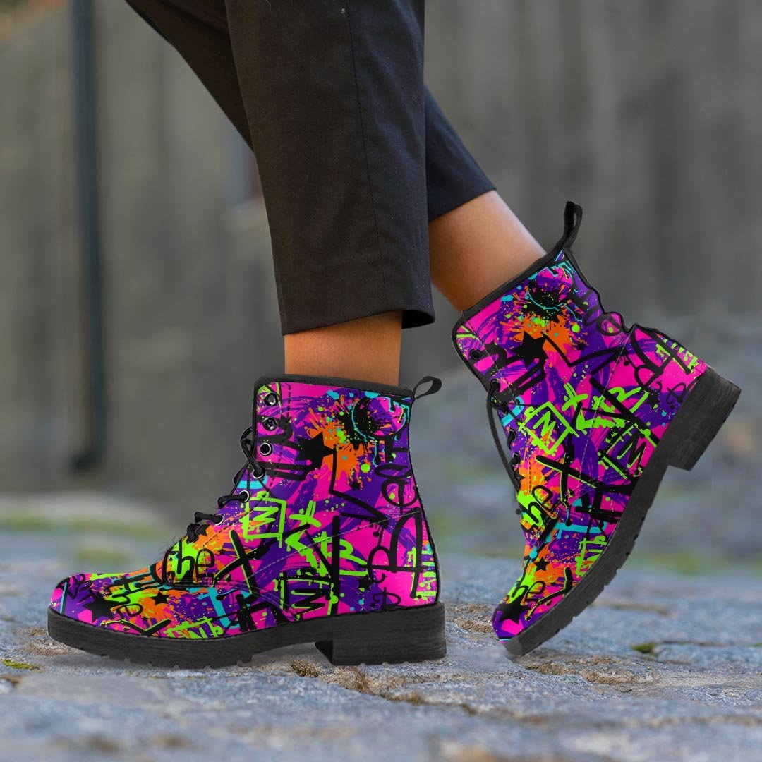 Graffiti Airbrush Print Women's Boots-grizzshop