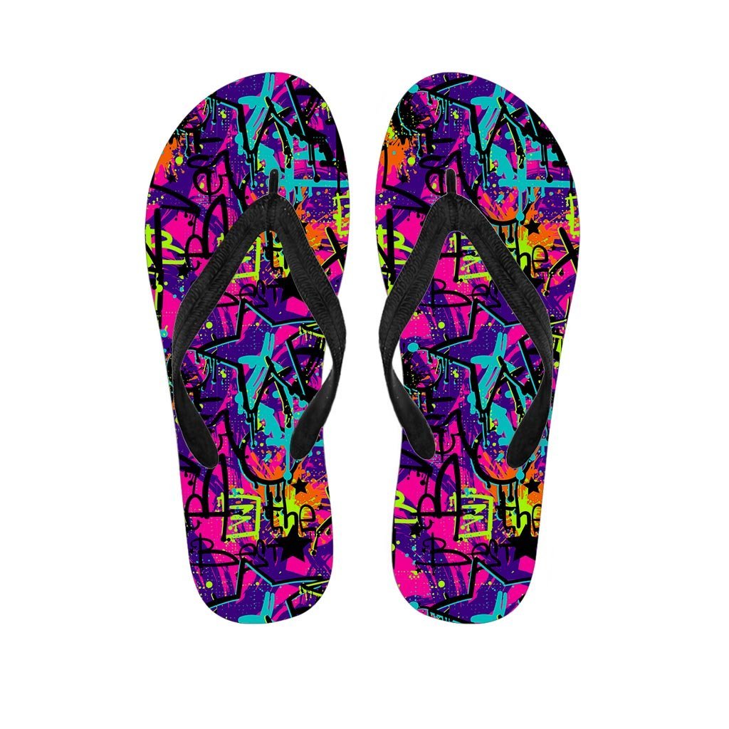 Graffiti Airbrush Print Women's Flip Flops-grizzshop