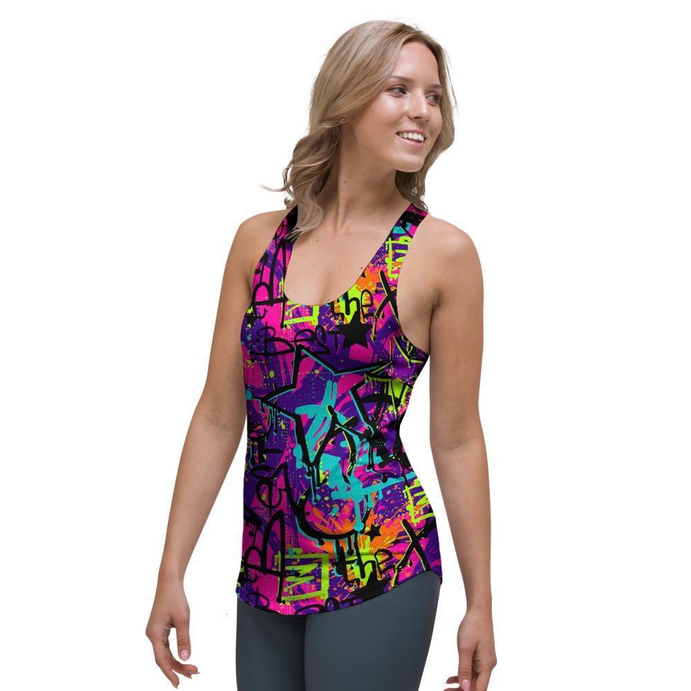 Graffiti Airbrush Print Women's Racerback Tank Top-grizzshop