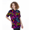 Graffiti Airbrush Print Women's Short Sleeve Shirts-grizzshop