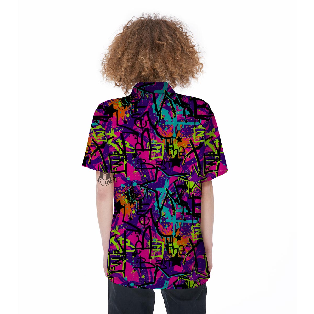 Graffiti Airbrush Print Women's Short Sleeve Shirts-grizzshop