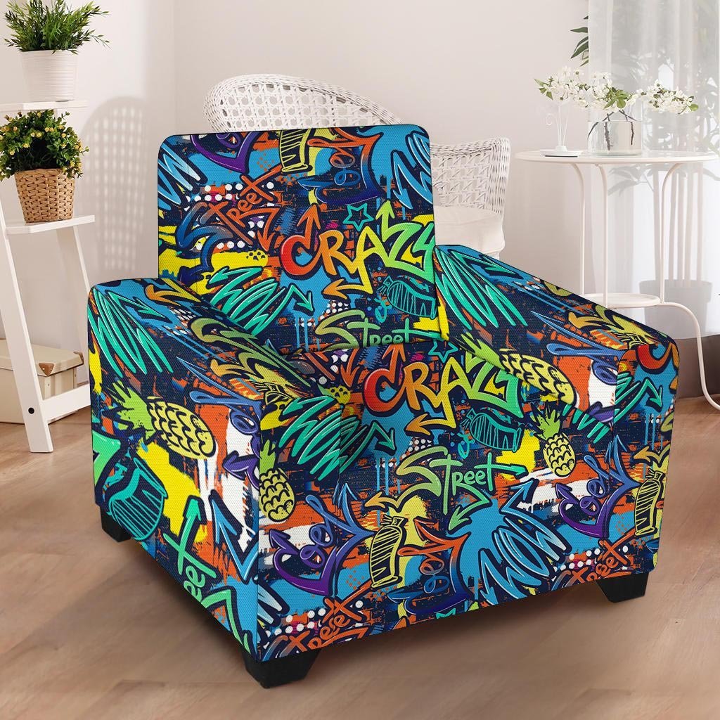 Graffiti Backdrop Print Armchair Cover-grizzshop