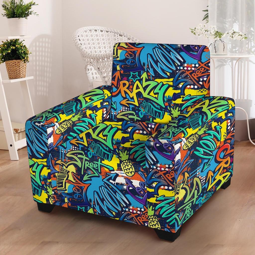 Graffiti Backdrop Print Armchair Cover-grizzshop