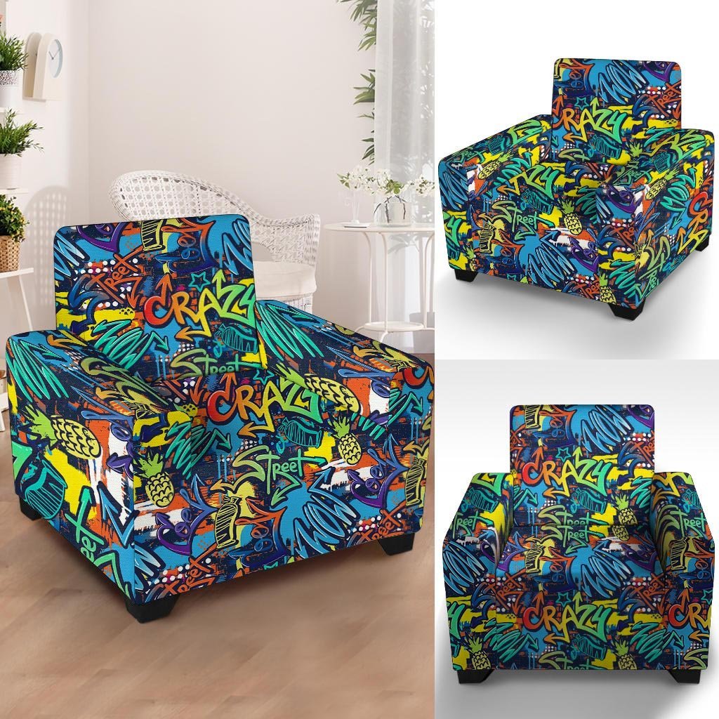 Graffiti Backdrop Print Armchair Cover-grizzshop