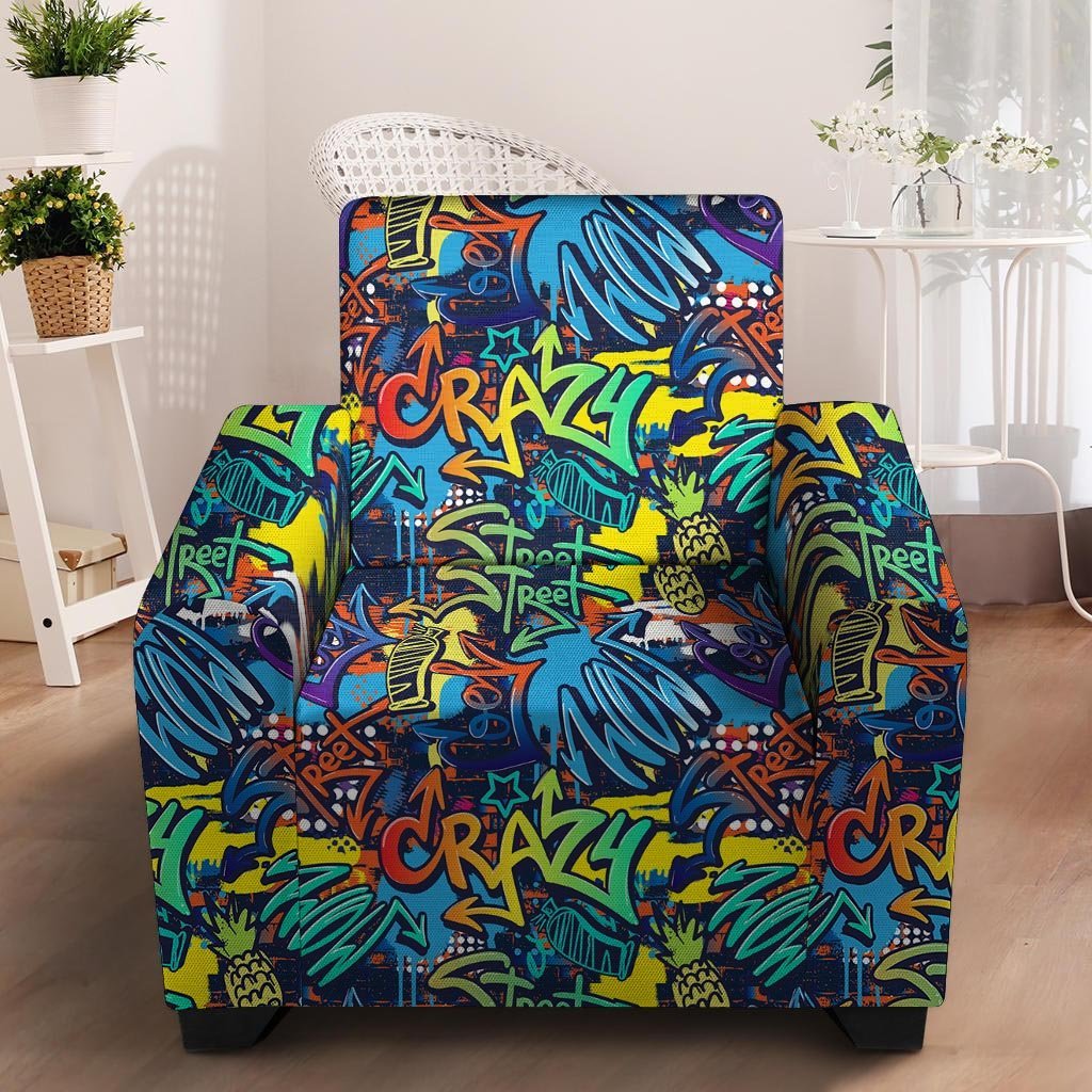 Graffiti Backdrop Print Armchair Cover-grizzshop