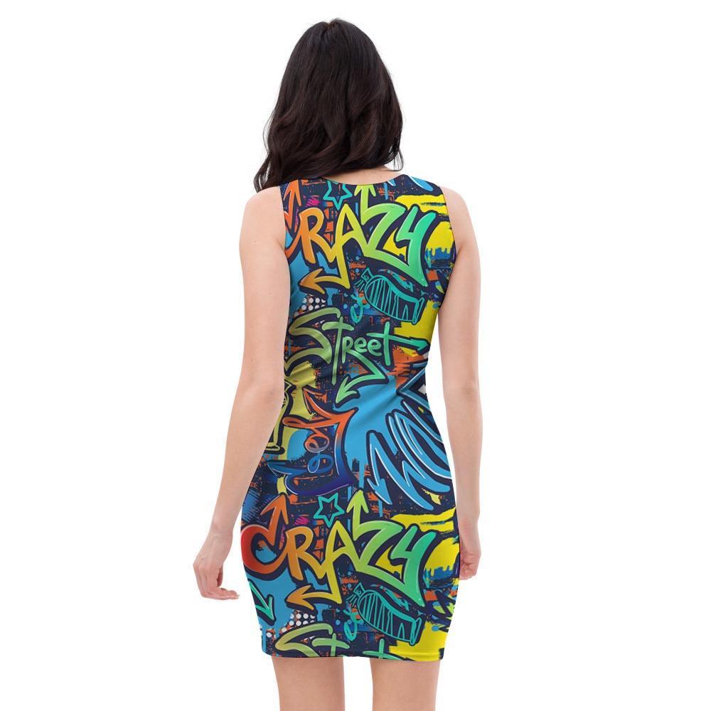 Graffiti Backdrop Print Bodycon Dress-grizzshop