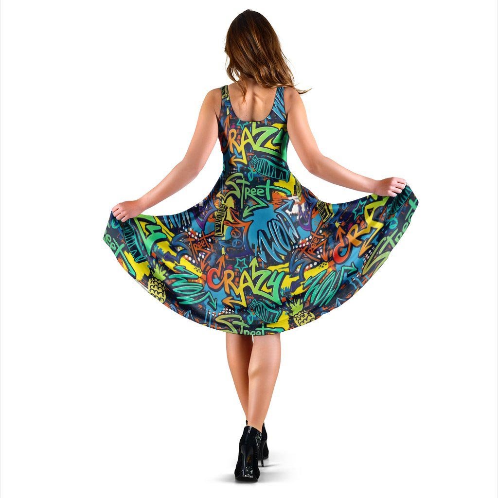 Graffiti Backdrop Print Dress-grizzshop