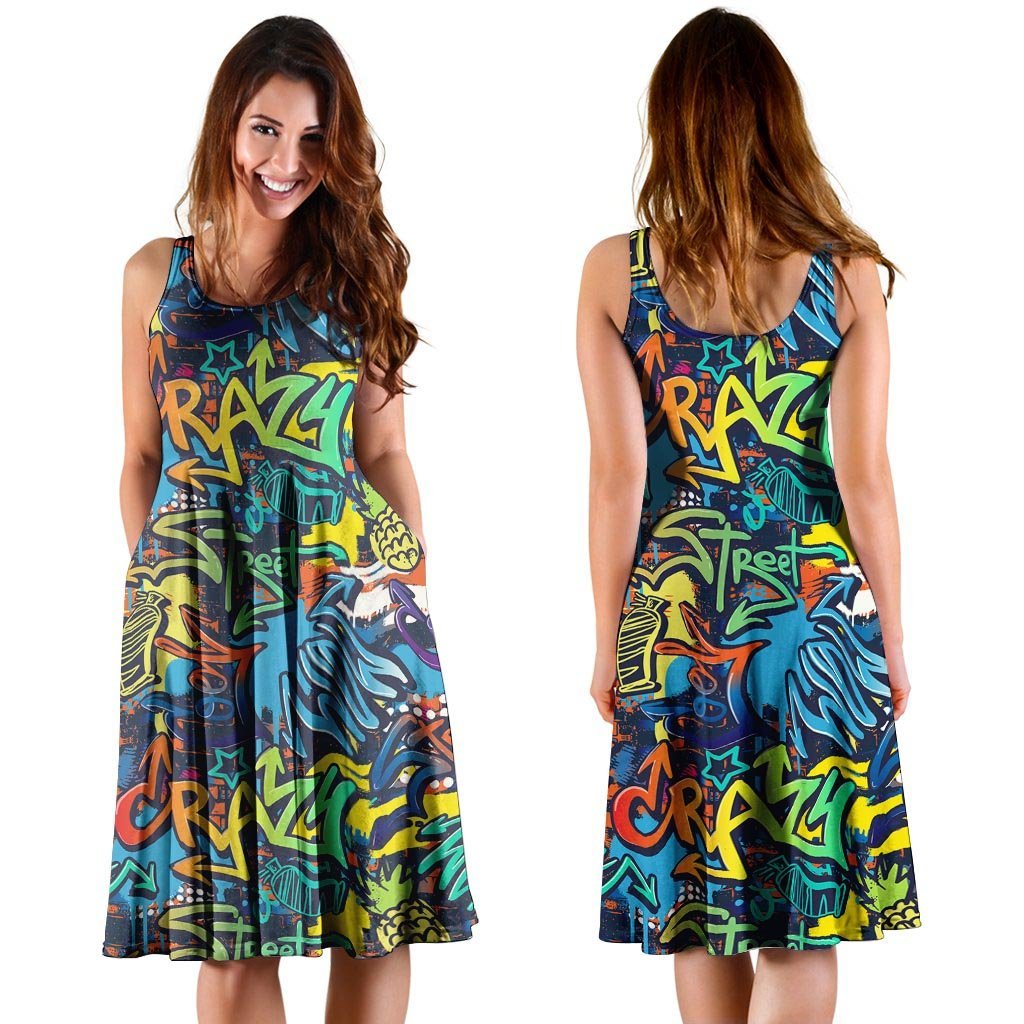 Graffiti Backdrop Print Dress-grizzshop