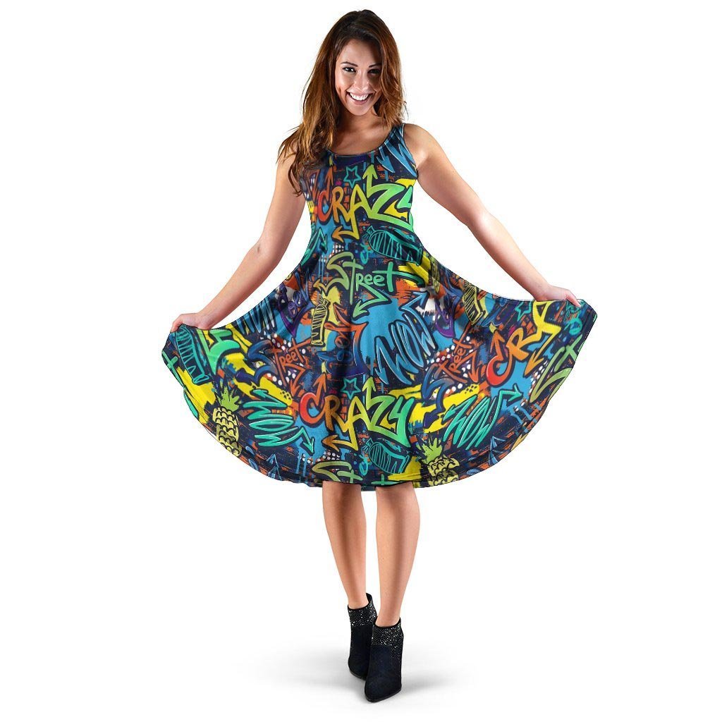 Graffiti Backdrop Print Dress-grizzshop